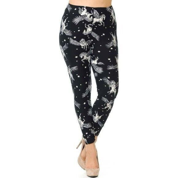 X-Plus Size Womens Buttery Soft Magical‎ Pegasus XPlus Size Leggings - Picture 3 of 7